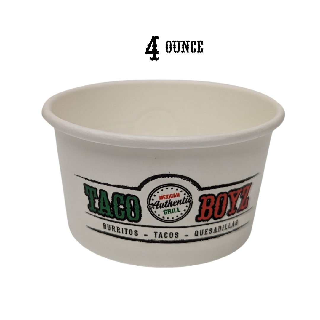 Taco Boyz 4oz White Paper Containers