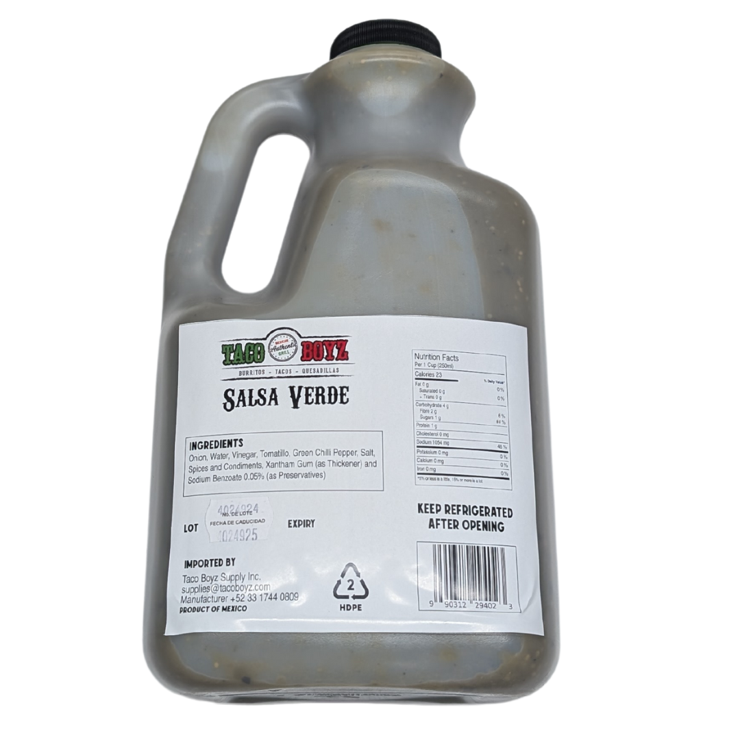 Taco Boyz Salsa Verde Case of 4 (3.7 Litre Bottles)