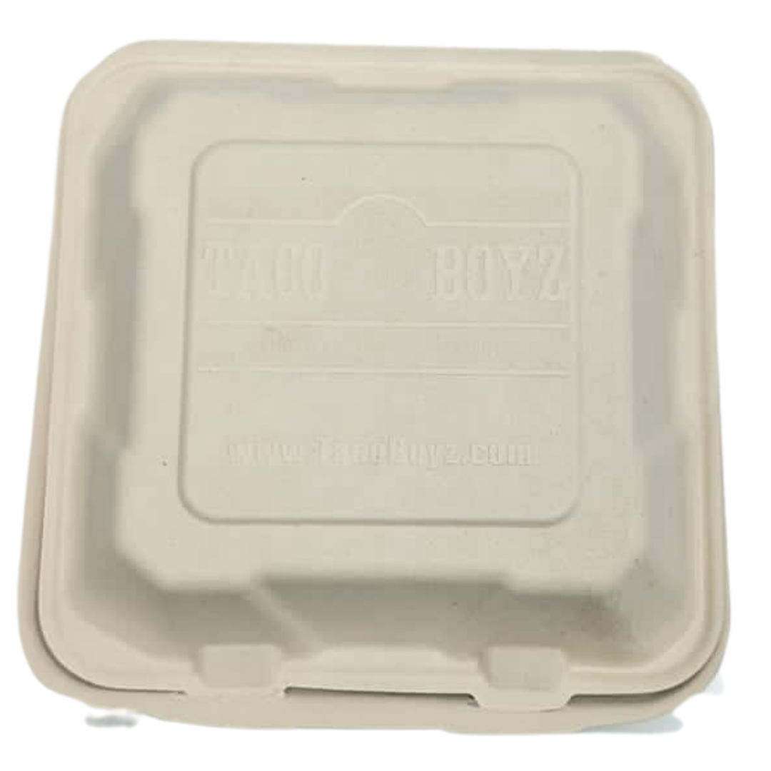 Taco Boyz Paper Fiber Hinged Containers, 9 X 9In